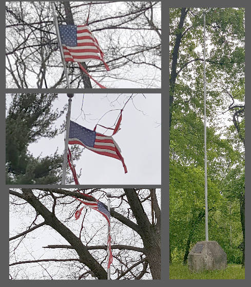 sad and neglected flag and monument